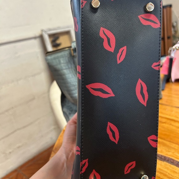 kate spade Black Satchel with Pink Lip Print - Picture 6 of 11